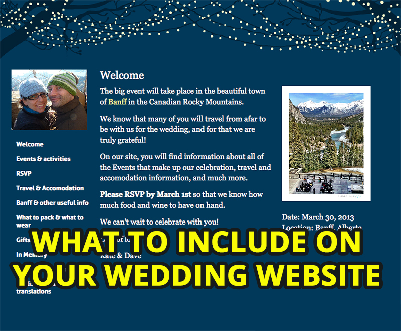 glosite what to include on wedding website