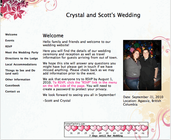 Crystal and Scott Wedding Website with online RSVPs