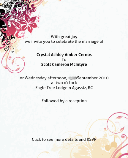 Crystan and Scott Email Wedding Invitation