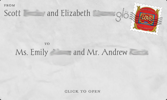 Elizabeth and Scott Glövite envelope