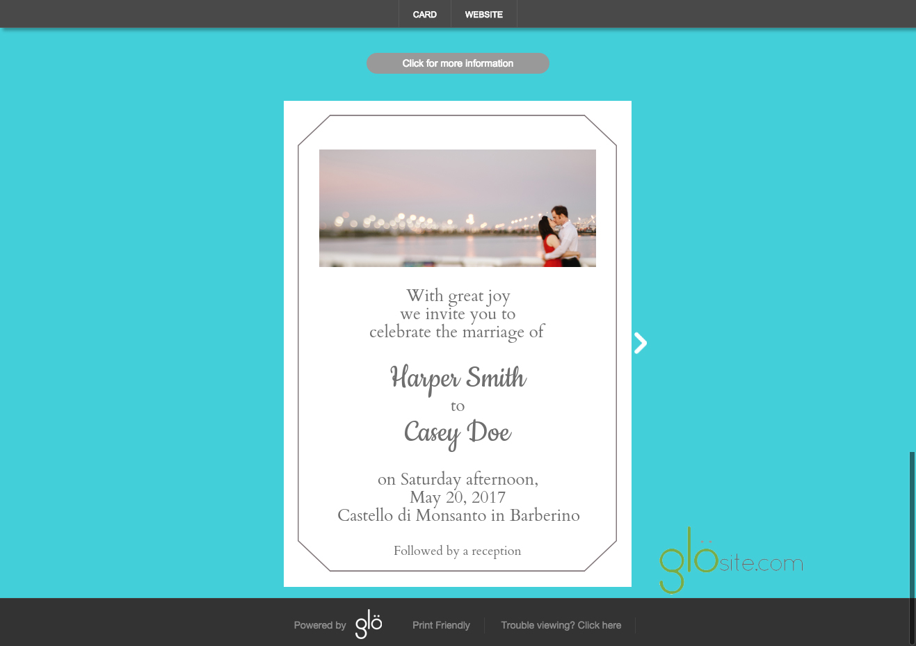 glosite email wedding invitation background color